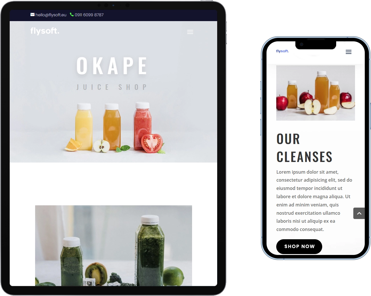 Tablet und Mobilgerät zeigen das responsive Design eines Online-Shops